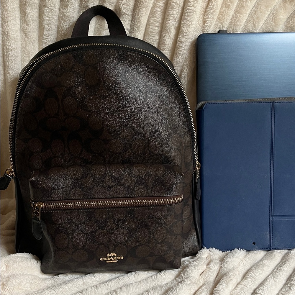 Coach Men's Brown Signature Backpack - Picture 1 of 16